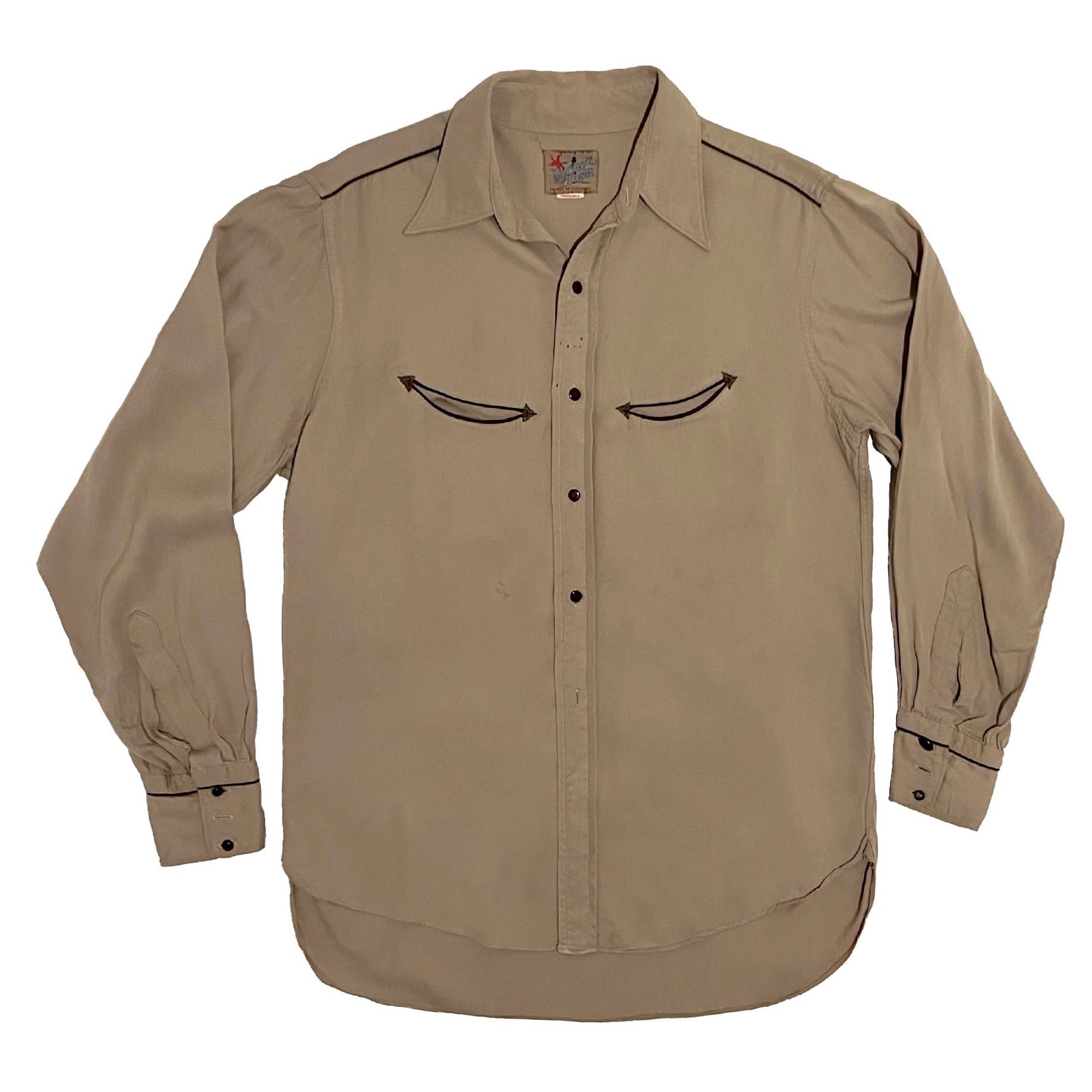 1950'S RANGE MASTER SMILE POCKET GABARDINE WESTERN SNAP SHIRT X