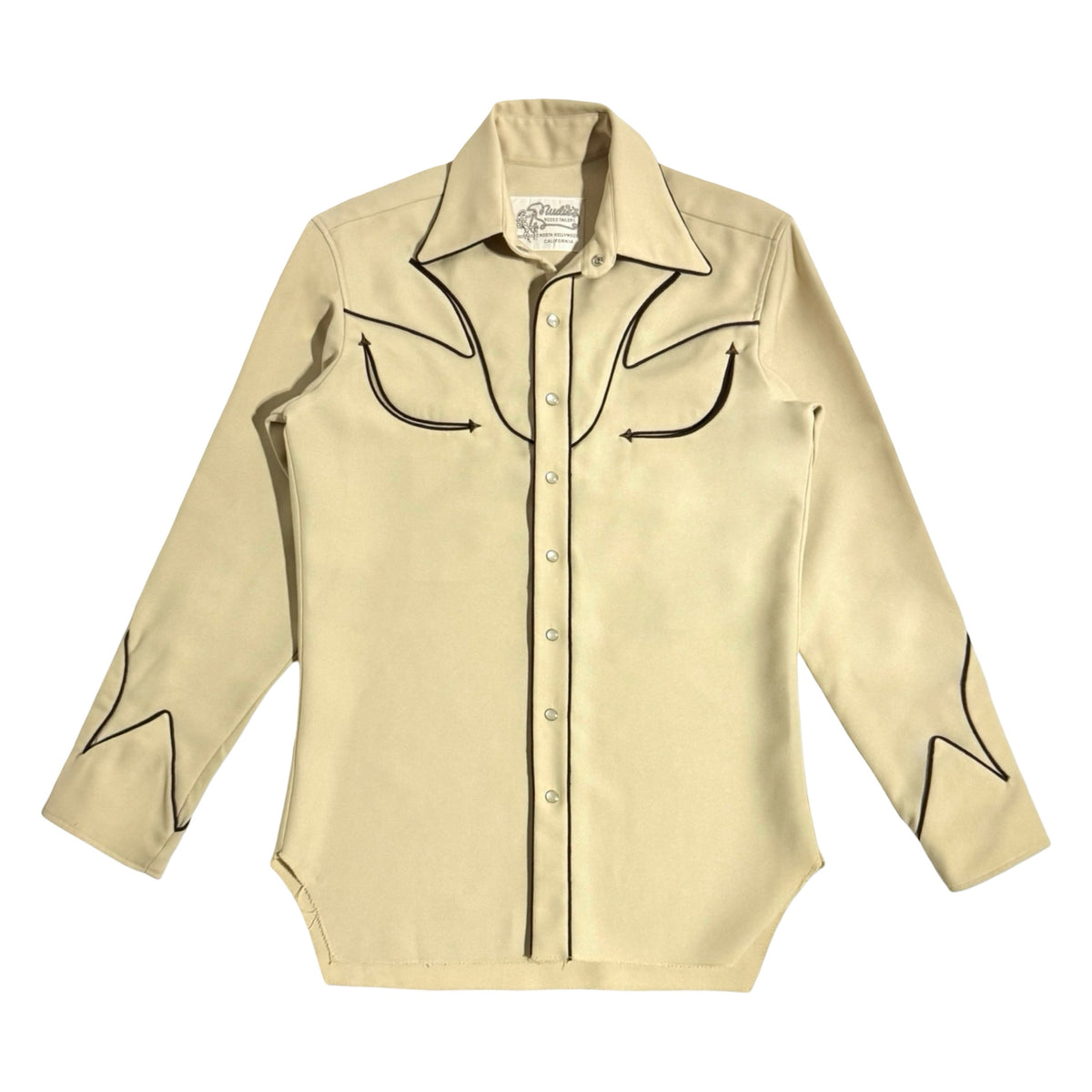 1970s Nudie's Rodeo Tailors signature contrast piping western shirt