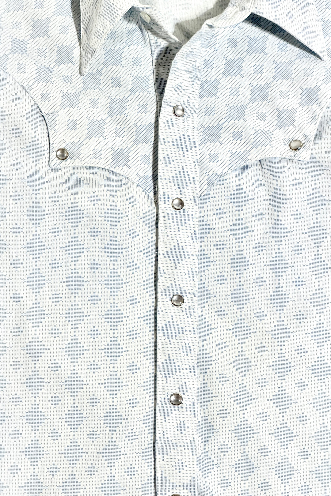 1960’S ROCKMOUNT RANCH WEAR MADE IN USA CIRCLE PATTERN KNIT WESTERN PEARL SNAP L/S B.D. SHIRT MEDIUM