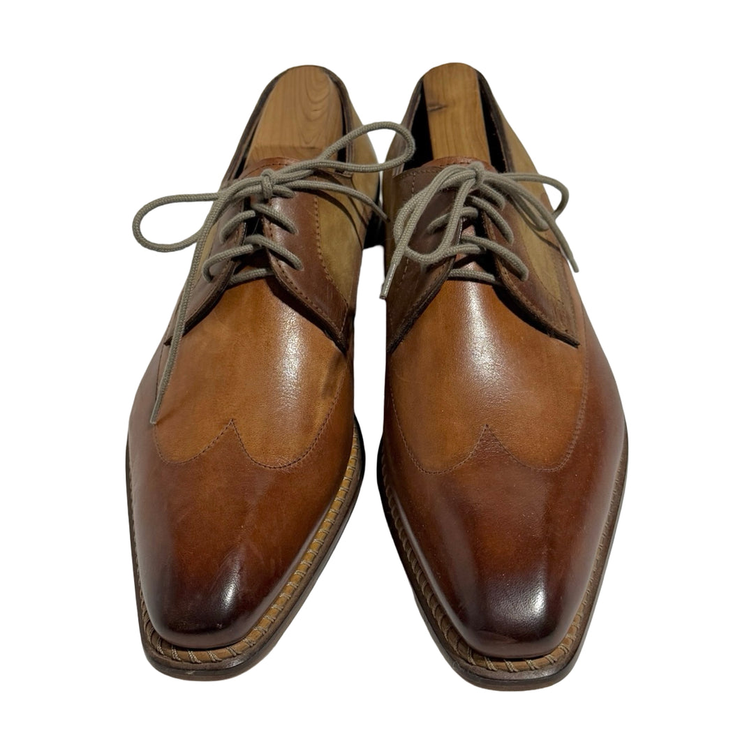 2000’S DEADSTOCK JOSE REAL MADE IN ITALY BURNISHED LEATHER DERBY SHOES 42 / US9.5