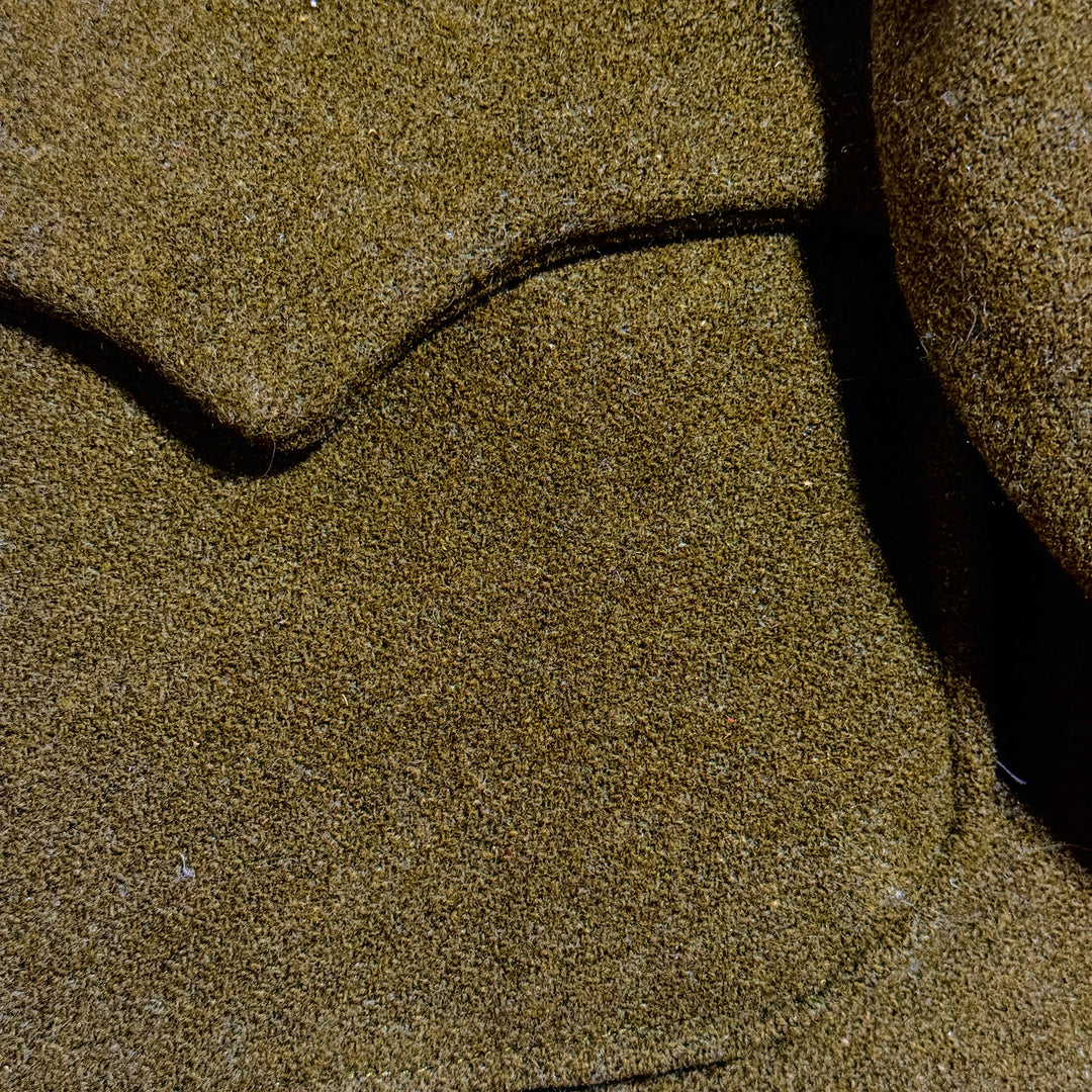 MASK HAND MADE IN SANTA FE THRASHED & FADED WW2 OLIVE DRAB WOOL BLANKED CROPPED WESTERN JACKET LARGE