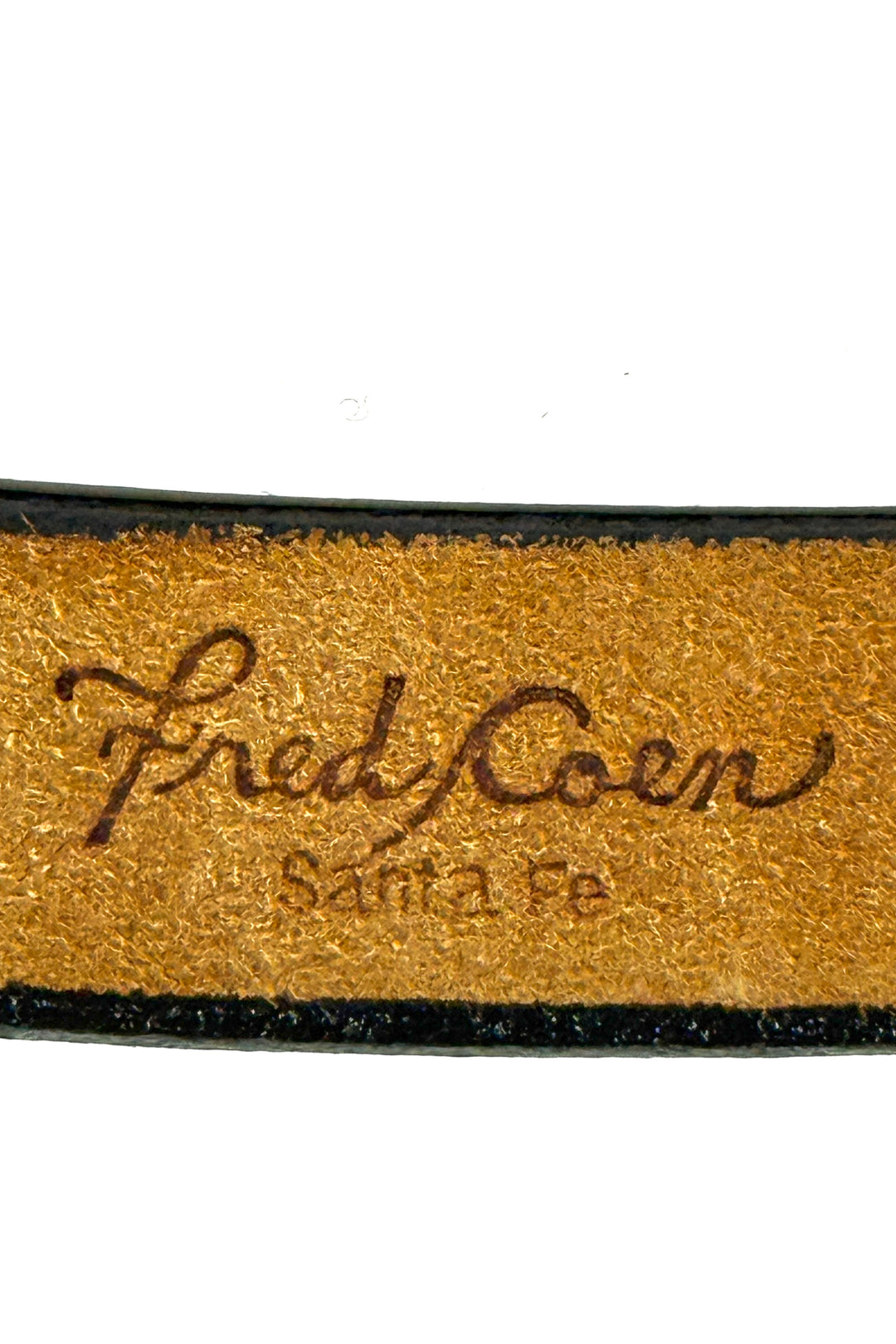 1970’S FRED COEN SANTA FE MADE IN USA PANEL DYED LEATHER SILVETONE WESTERN BELT 32