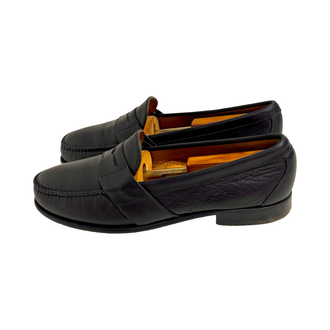 1970’S ALDEN MADE IN USA CAPE COD FULL STRAP BLACK LEATHER PENNY LOAFER SHOES 11