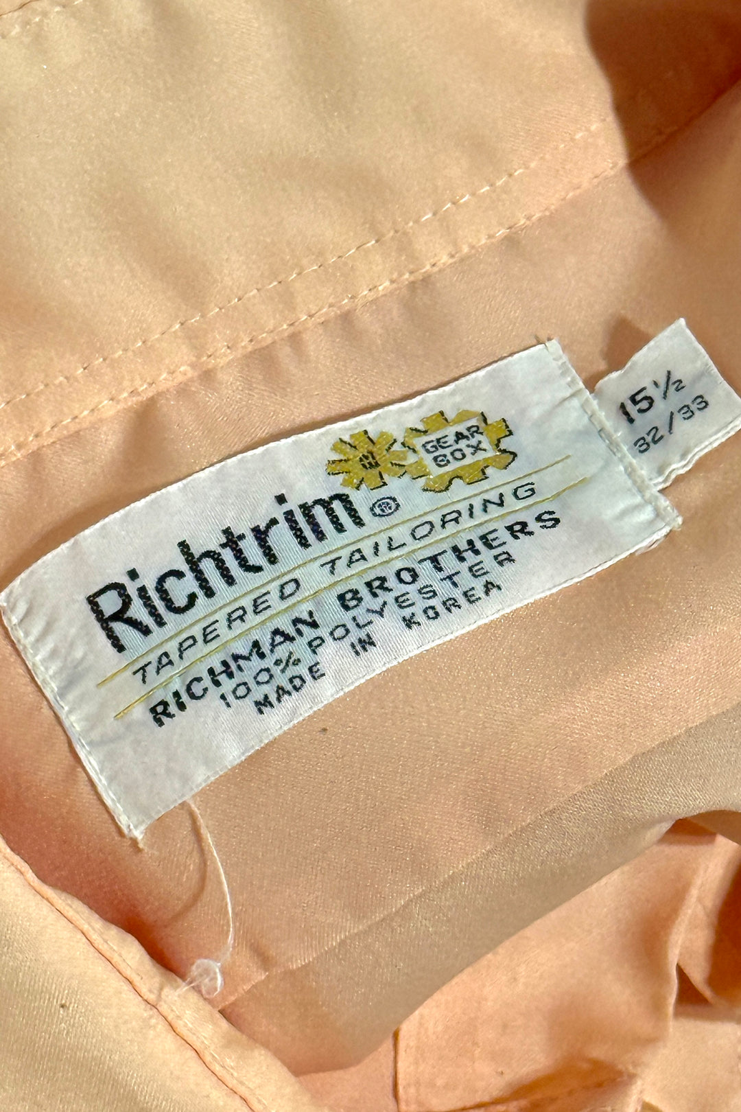 1970’S RICHMAN BROS PEACH DISCO L/S B.D. SHIRT MEDIUM