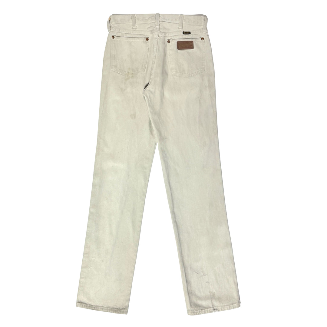 1990’S WRANGLER 13MWZ MADE IN USA OFF WHITE DENIM JEANS 28 X 34