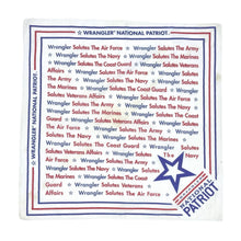 Load image into Gallery viewer, 1990’S WRANGLER MADE IN USA PATRIOT WHITE COLORFAST BANDANA
