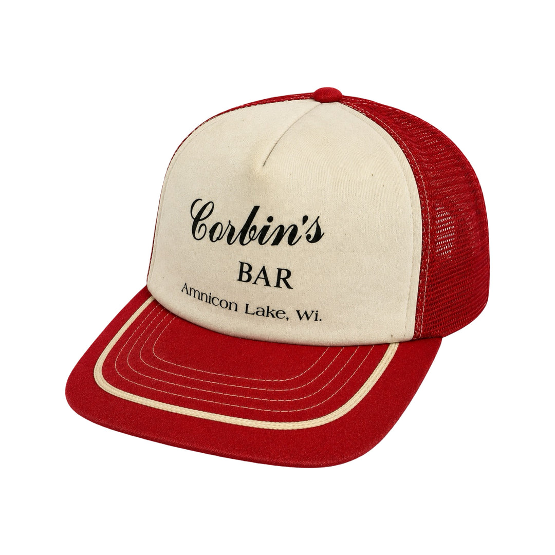 1970’S CORBIN’S BAR WHITE FOAM RED MESH TRUCKER HAT