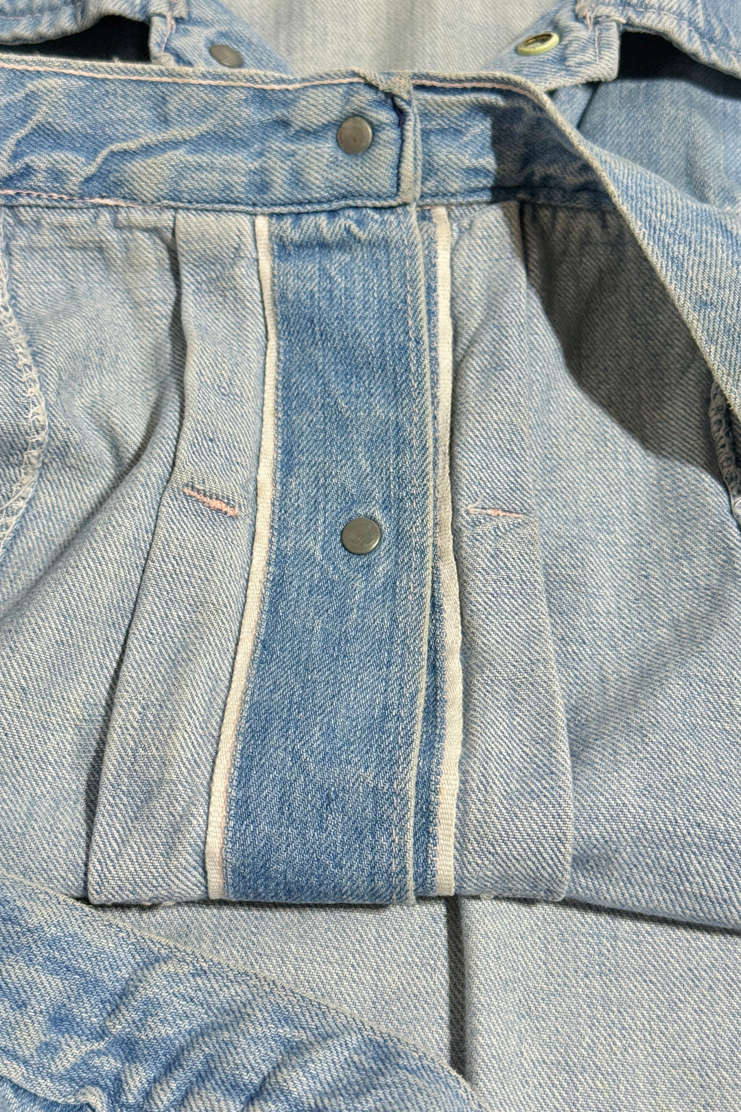 1950’S RANCHCRAFT MADE IN USA CROPPED SELVEDGE PERFECT LIGHT WASH WESTERN DENIM TRUCKER JACKET LARGE