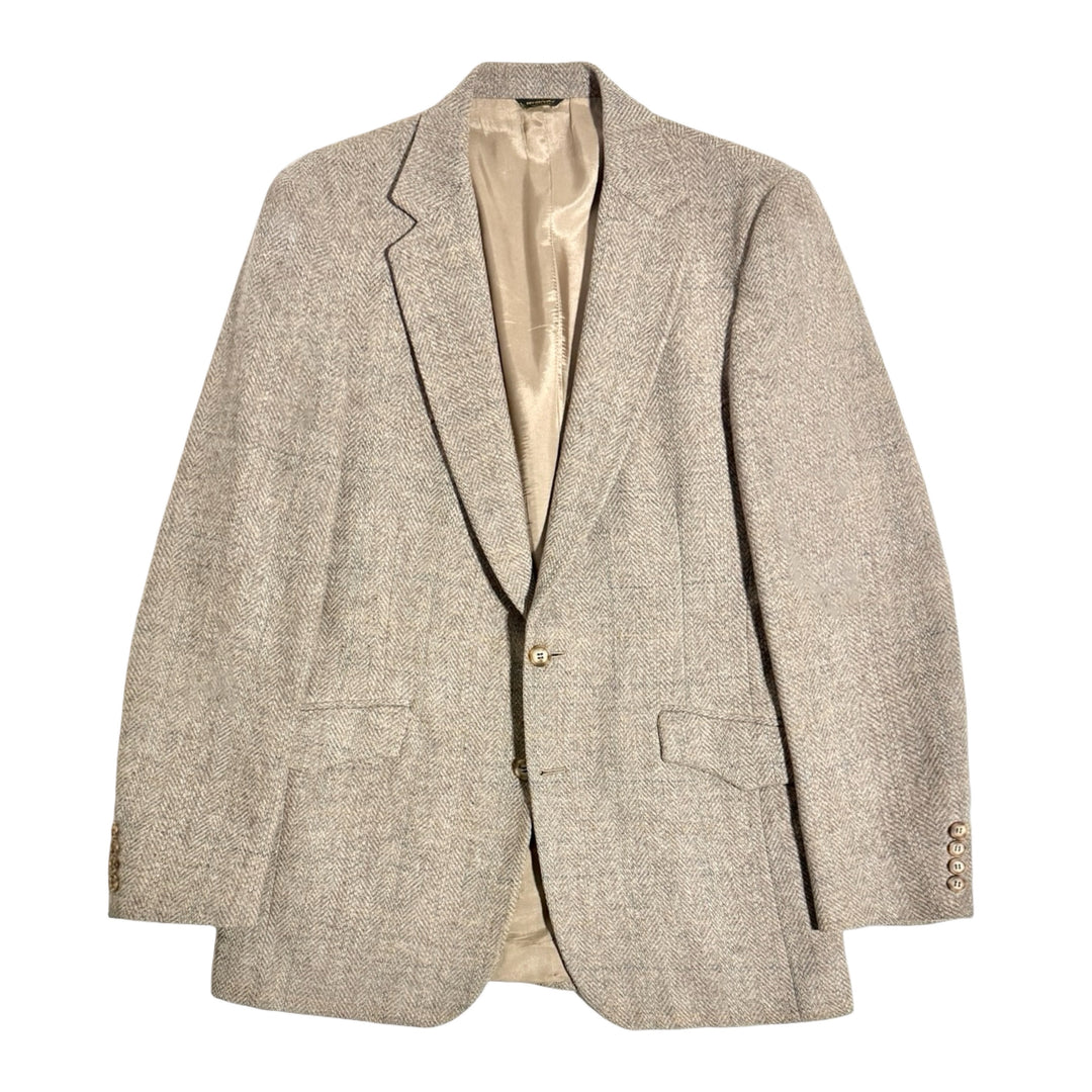 1970’S PANHANDLE SLIM MADE IN USA WESTERN HERRINGBONE WOOL TWEED FLARED LEG SUIT 42R