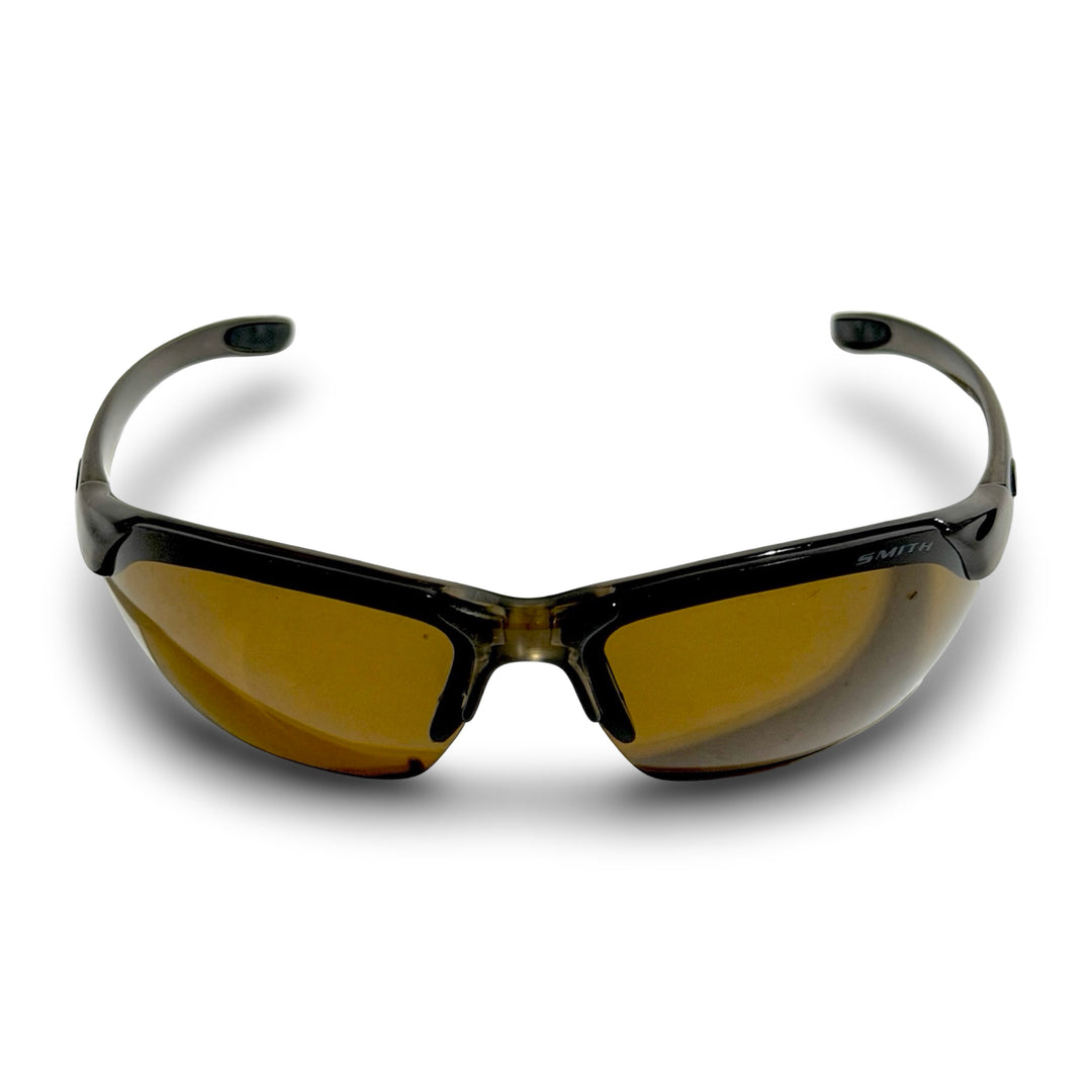 2000’S SMITH MADE IN FRANCE PARALLEL MAX POLARIZED BROWN TRANSLUCENT FRAME & LENS WRAPAROUND SUNGLASSES