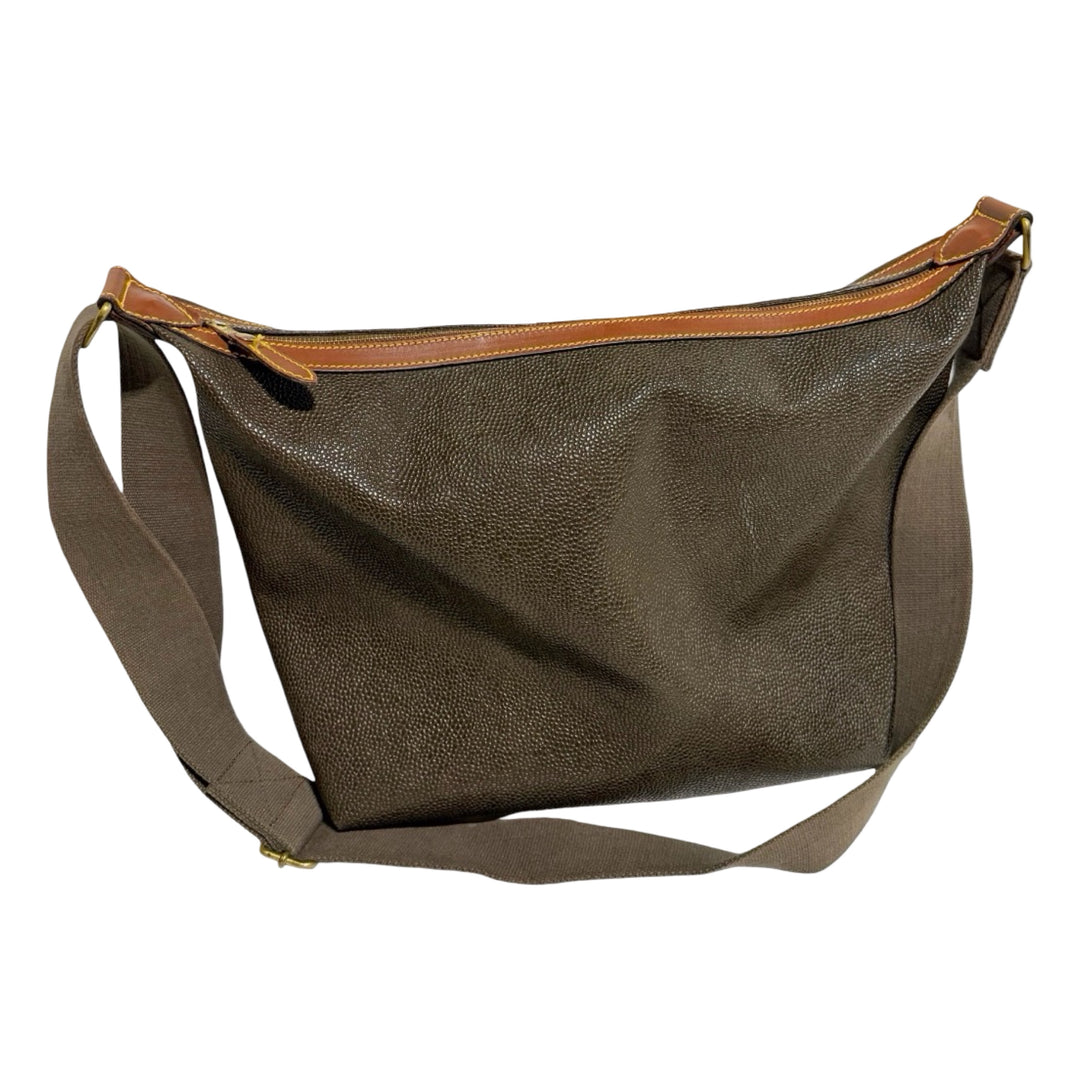 1980’S MULBERRY MADE IN ENGLAND SCOTCHGRAIN PEBBLE GRAIN LEATHER CARRYALL DUFFLE BAG