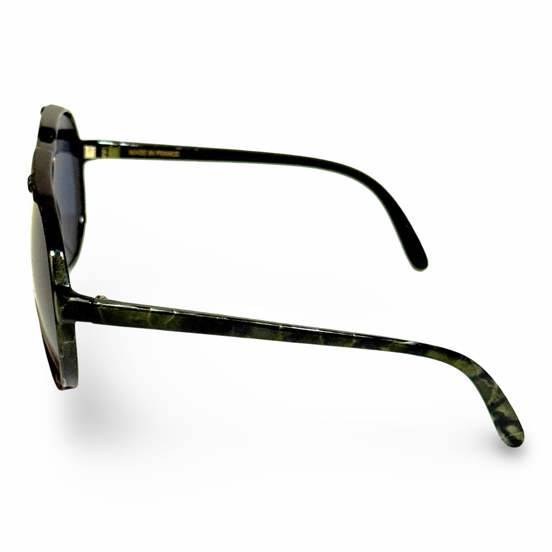 1970’S CONNEMARA GREEN MARBLED ACETATE SMOKE LENSE AVIATOR SUNGLASSES