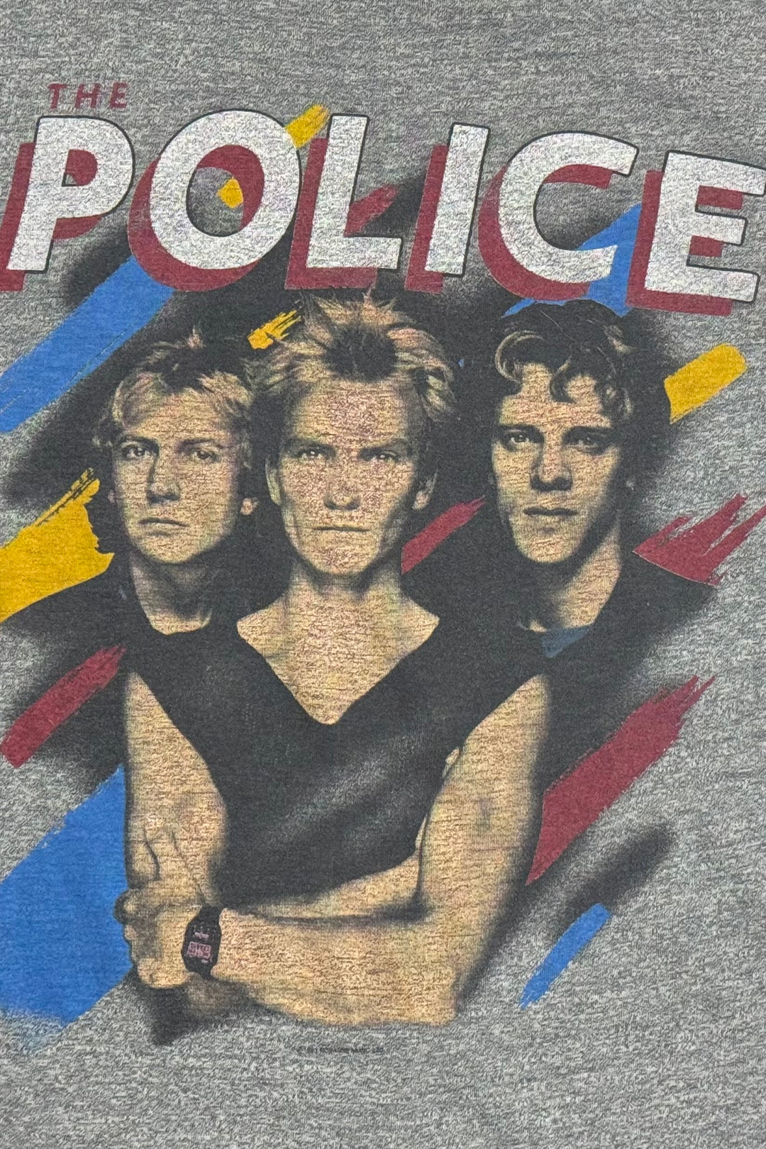 1980’S The Police Synchronicity 1983-1984 NORTH AMERICAN Tour MADE IN USA FADED BLACK &amp; GRAY Raglan 3/4 SLEEVE Baseball T-SHIRT X-LARGE⁠