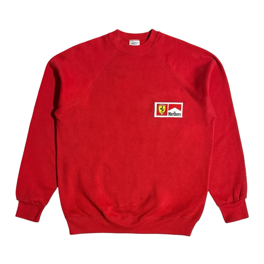 1980’S FERRARI MARLBORO F1 MADE IN USA FADED RAGLAN SLEEVE FLEECE CREWNECK SWEATER LARGE