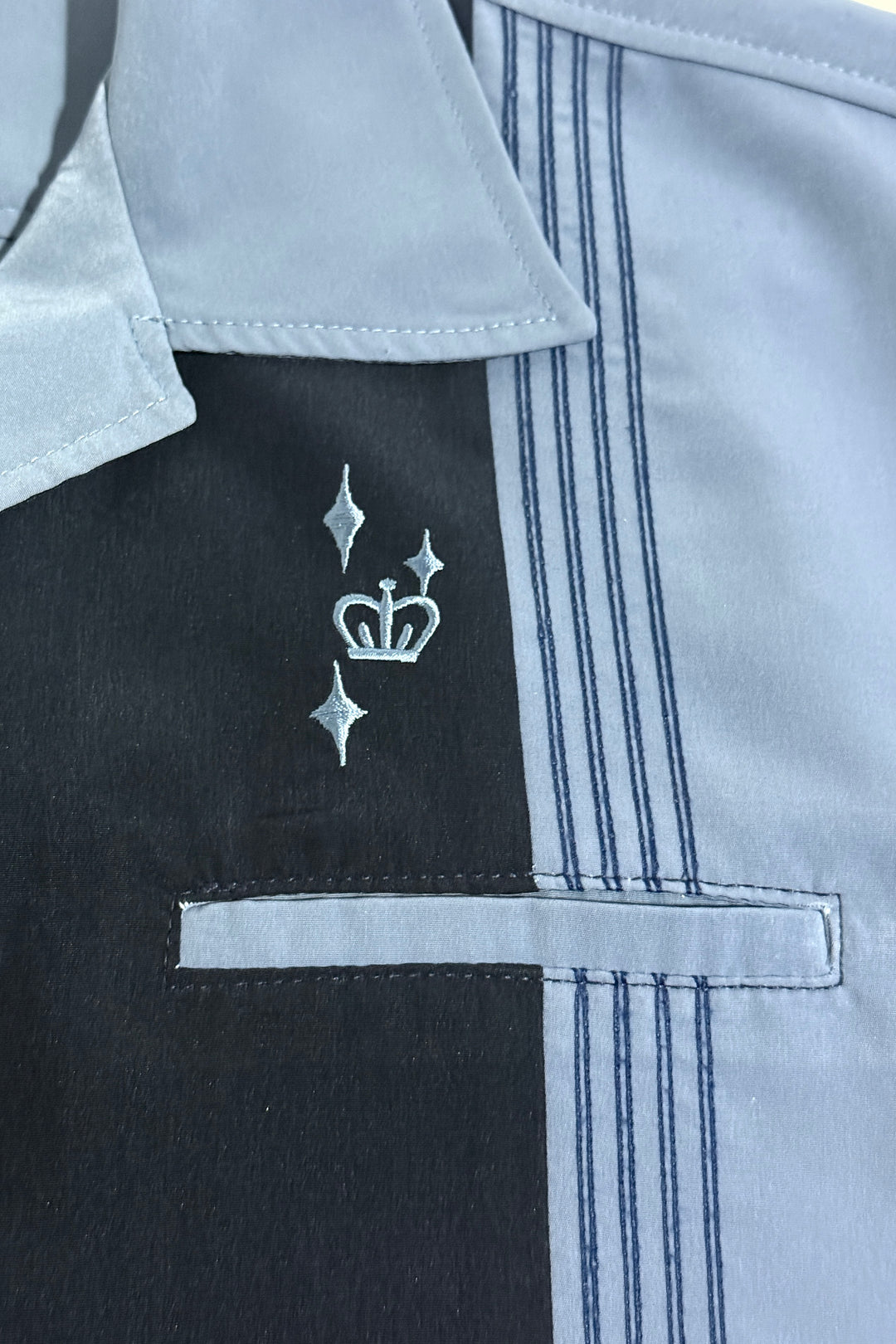 1990’S STEADY CLASSICS MADE IN USA EMBROIDERED CAMP COLLAR S/S B.D. SHIRT X-LARGE