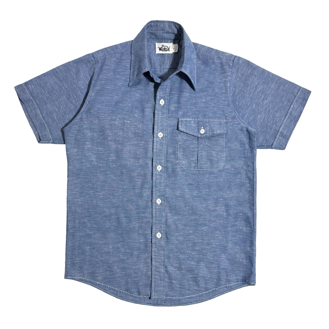 1970’S WOOLRICH MADE IN USA SINGLE POCKET CHAMBRAY S/S B.D. SHIRT MEDIUM