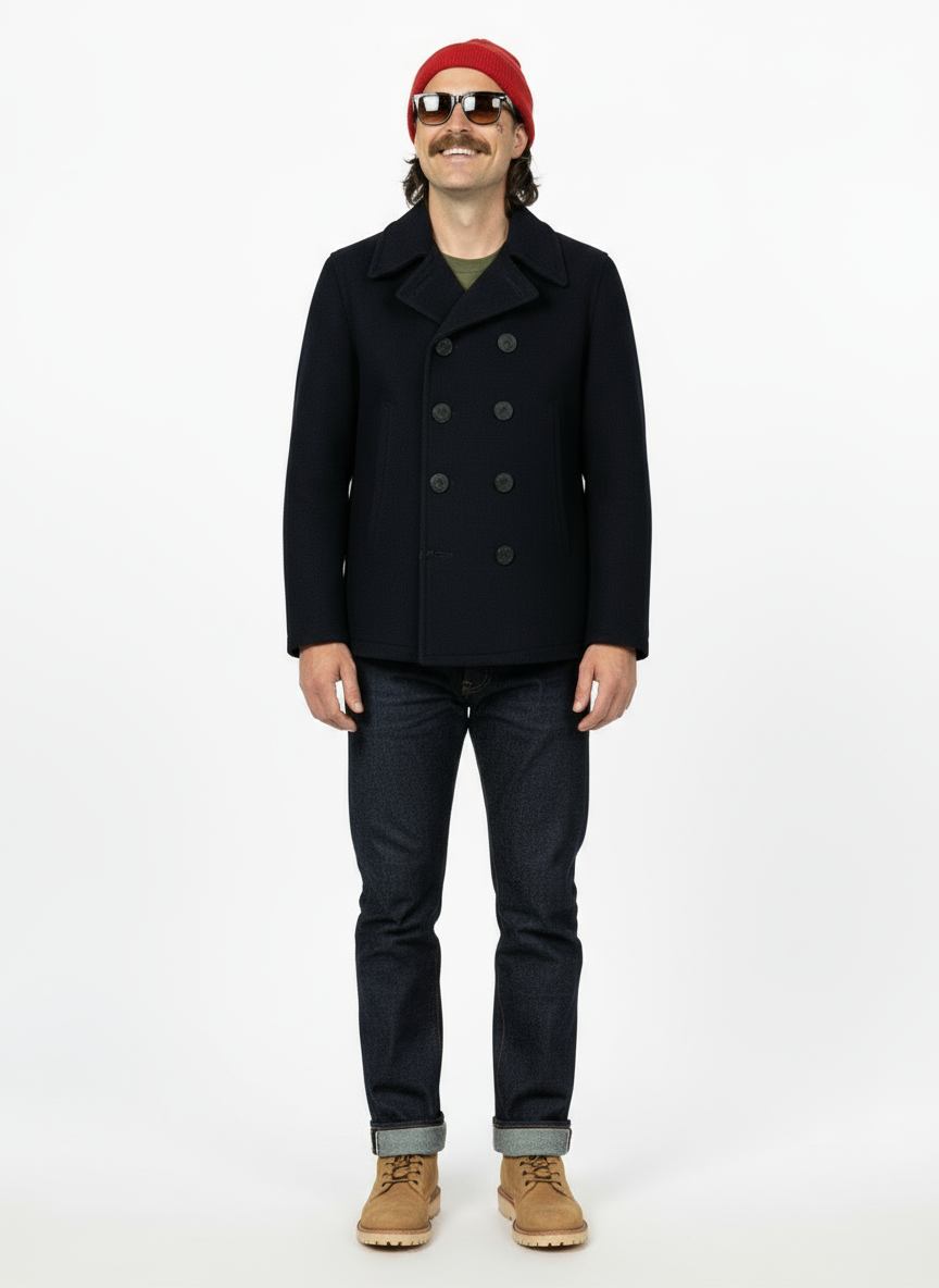 1950’S HERCULES MADE IN USA MELTON WOOL US NAVY NAVAL PEACOAT JACKET SMALL