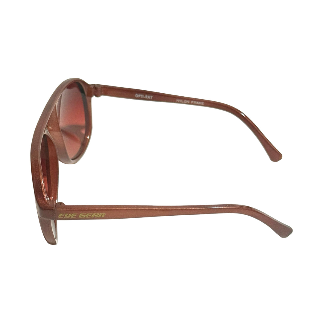 1970’S OPTI-RAY MADE IN USA BRONZE FRAME ROSE SUNSET LENSE AVIATOR SUNGLASSES