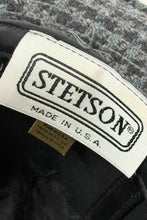 Load image into Gallery viewer, 1960’S STETSON MADE IN USA HOUNDSTOOTH WOOL FELT FEDORA HAT 7 1/8
