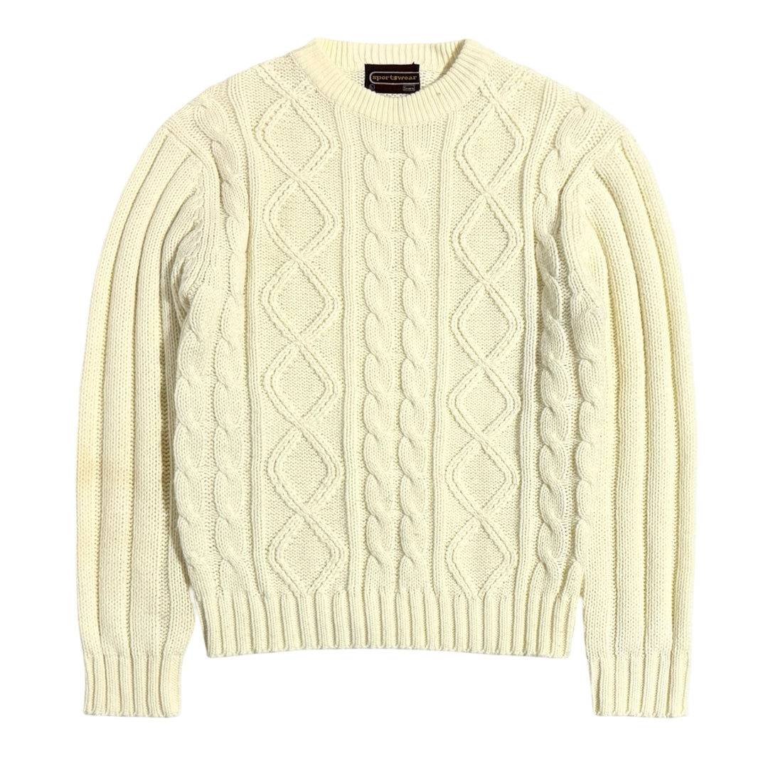 1970’S SEARS MADE IN USA CABLE KNIT CREWNECK SWEATER LARGE