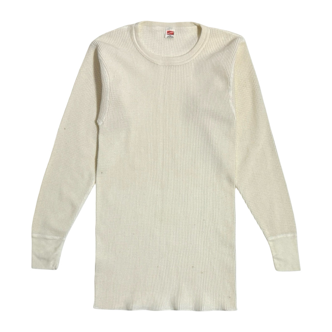 1970’S HANES MADE IN USA THERMAL WAFFLE KNIT L/S SHIRT LARGE