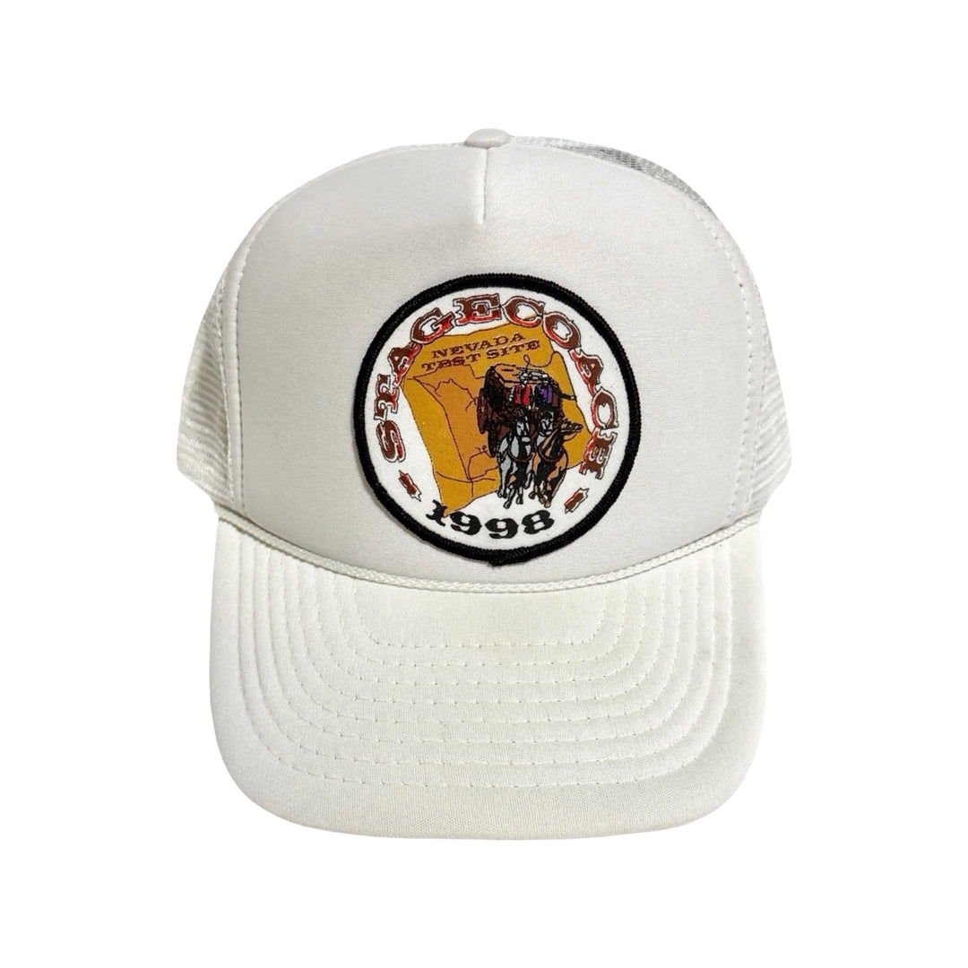 1990’S DEADSTOCK STAGECOACH COWBOY WHITE FOAM &amp; MESH TRUCKER HAT