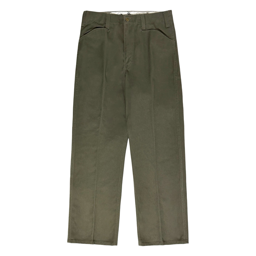 1990’S BEN DAVIS MADE IN USA GREEN TWILL WIDE LEG FROG POCKET WORKWEAR CHINO PANTS 32 X 32