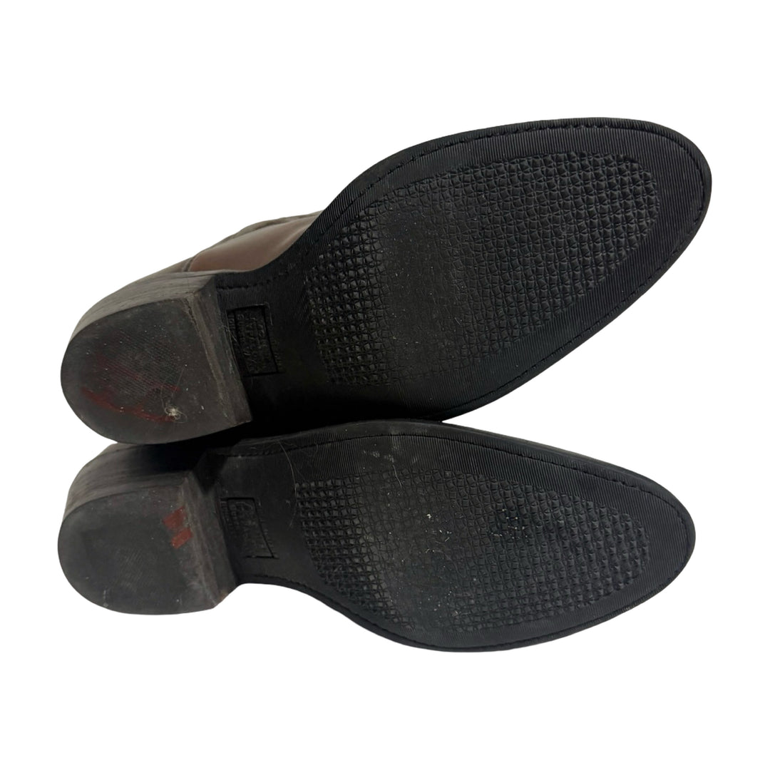 1990’S LUCCHESE CLASSICS HANDMADE IN USA EMBROIDERED BROWN LEATHER COWBOY BOOTS 8.5