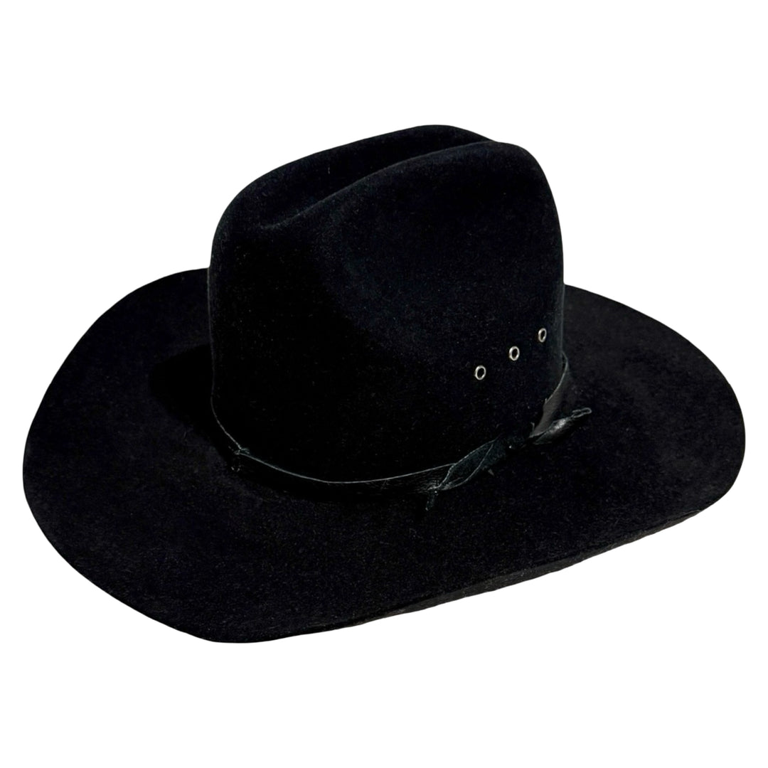 1990’S STETSON MADE IN USA “TYLER” BLACK XXXX BEAVER WOOL FELT COWBOY HAT 7 1/4