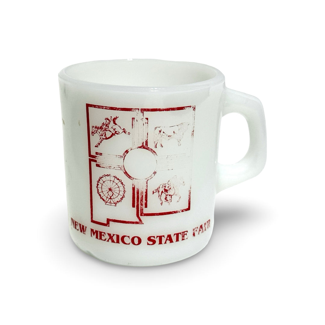 1960’S GALAXY MADE IN USA “NM STATE FAIR” MILK GLASS COFFEE MUG