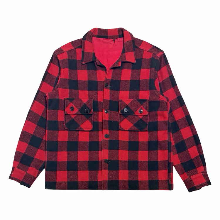 1940's red and black buffalo check wool CPO shirt jacket front