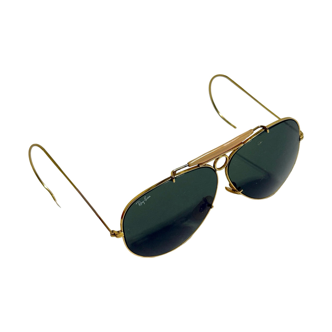 1970’S B&L RAY-BAN MADE IN USA GOLD FRAME SHOOTER AVIATOR SUNGLASSES