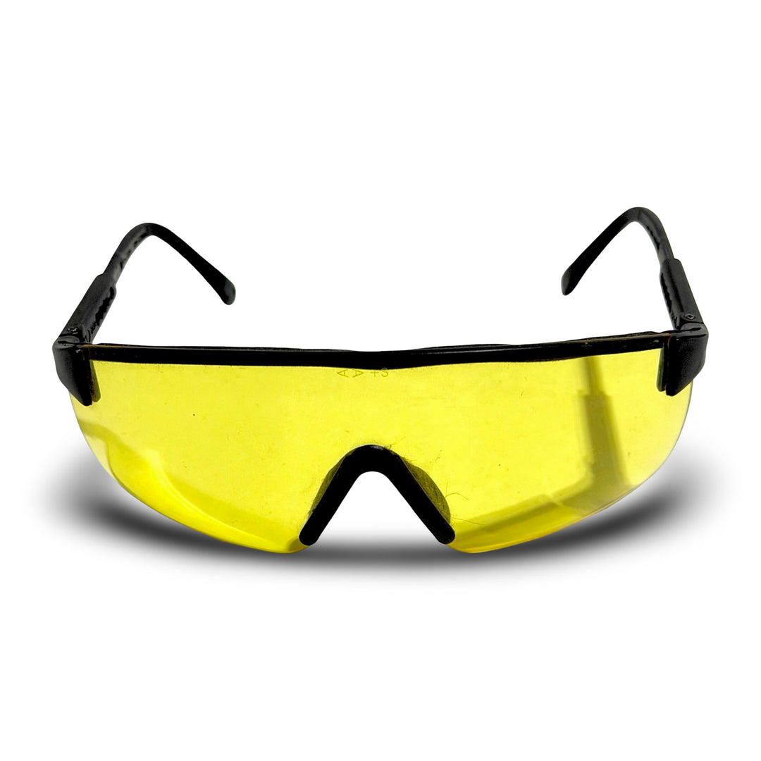 1980’S SILENCIO BLACK FRAME SPORT BLUE BLOCKING YELLOW LENS SHOOTER SUNGLASSES