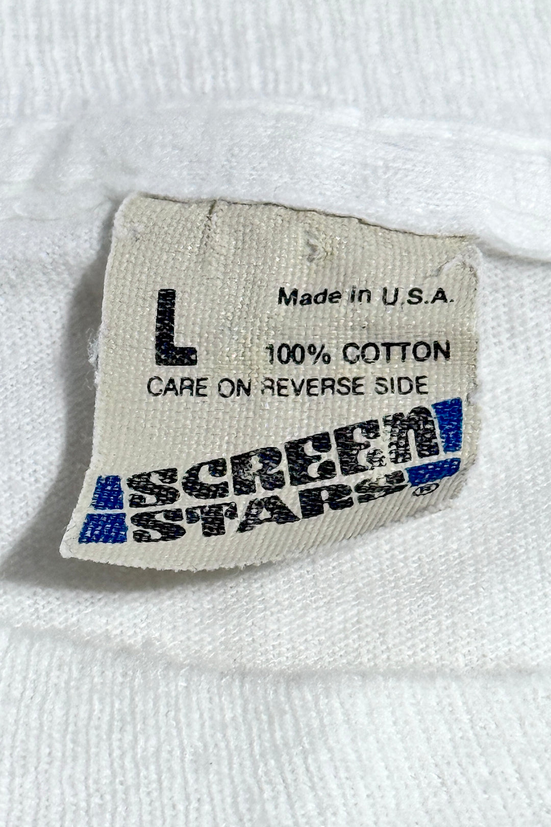 1980’S CALIFORNIA MADE IN USA SINGLE STITCH WHITE JERSEY S/S T-SHIRT LARGE
