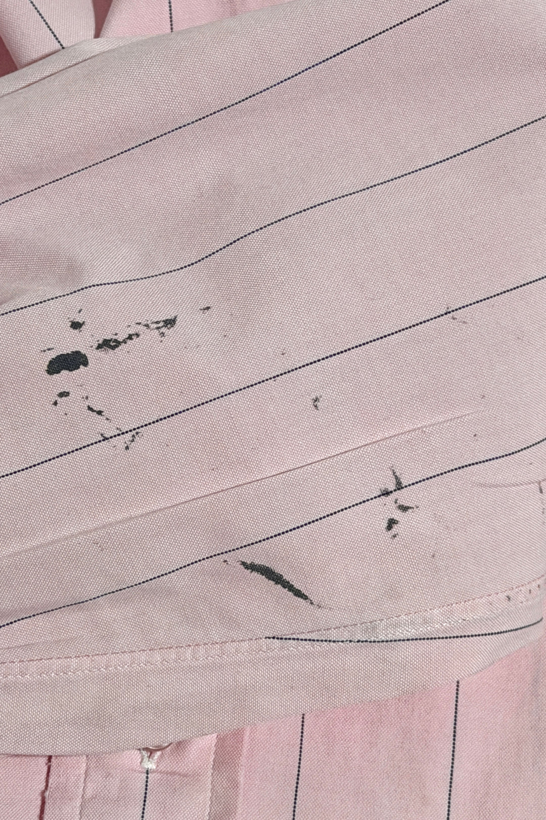 1980’S BROOKS BROTHERS MAKERS MADE IN USA THRASHED &amp; FADED STRIPED PINK L/S OXFORD CLOTH B.D. SHIRT X-LARGE