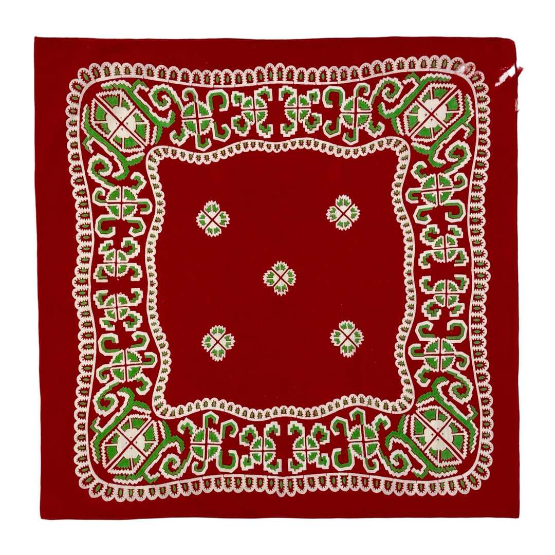 1930’S PAISLEY MADE IN USA SELVEDGE RED &amp; GREEN COLORFAST BANDANA