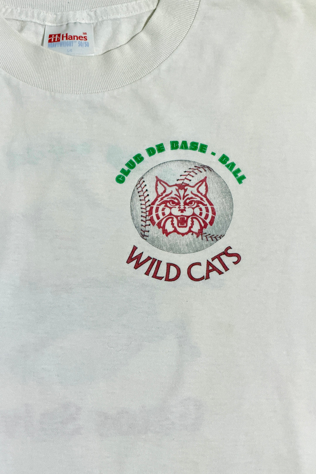 1990’S GATOS SALVAJES CLUB DE BASEBALL TRASHED WHITE S/S T-SHIRT X-LARGE
