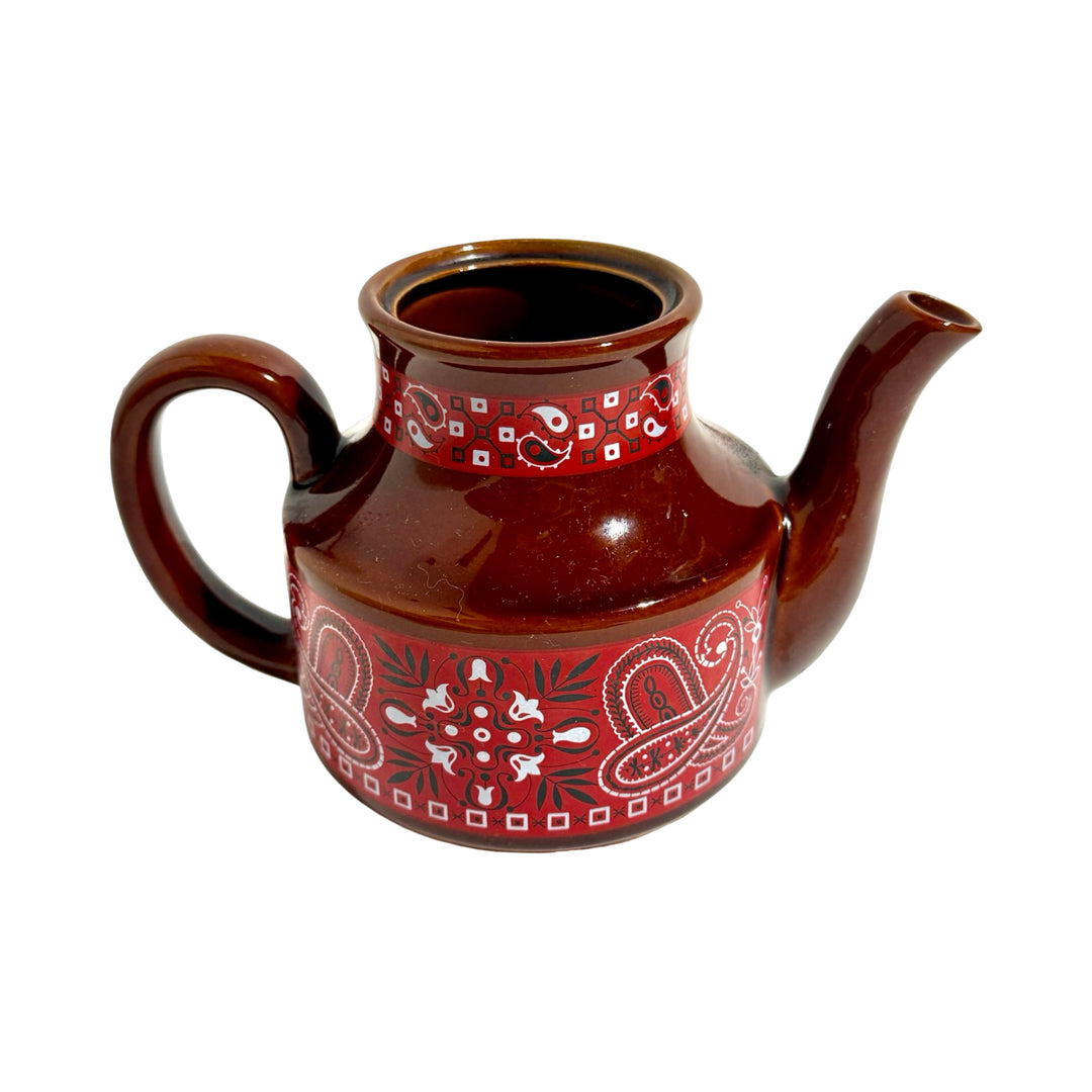 1950’S PAISLEY BANDANA PATTERN DECAL MADE IN JAPAN DECORATIVE CERAMIC KETTLE VASE