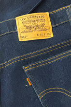 Load image into Gallery viewer, 1990’S LEVI’S MADE IN USA ORANGE TAB 517 WESTERN HIGH WAISTED BOOT CUT DENIM JEANS 38 X 30
