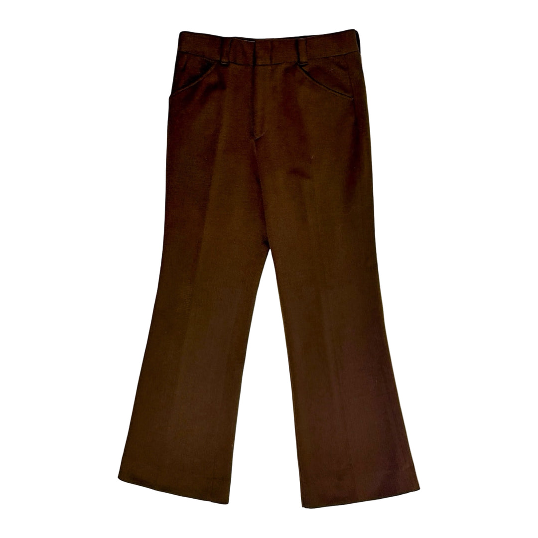 1970’S SEARS MADE IN USA TEXTURED WAFFLE KNIT FLARED LEG DISCO PANTS 32 X 30