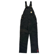 Load image into Gallery viewer, 1990’S CARHARTT INSULATED BLACK CANVAS DOUBLE KNEE OVERALLS LARGE
