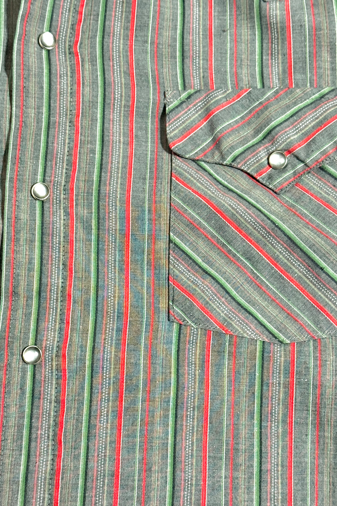 1990’S PAN HANDLE SLIM MADE IN USA STRIPED WESTERN PEARL SNAP L/S B.D. SHIRT LARGE