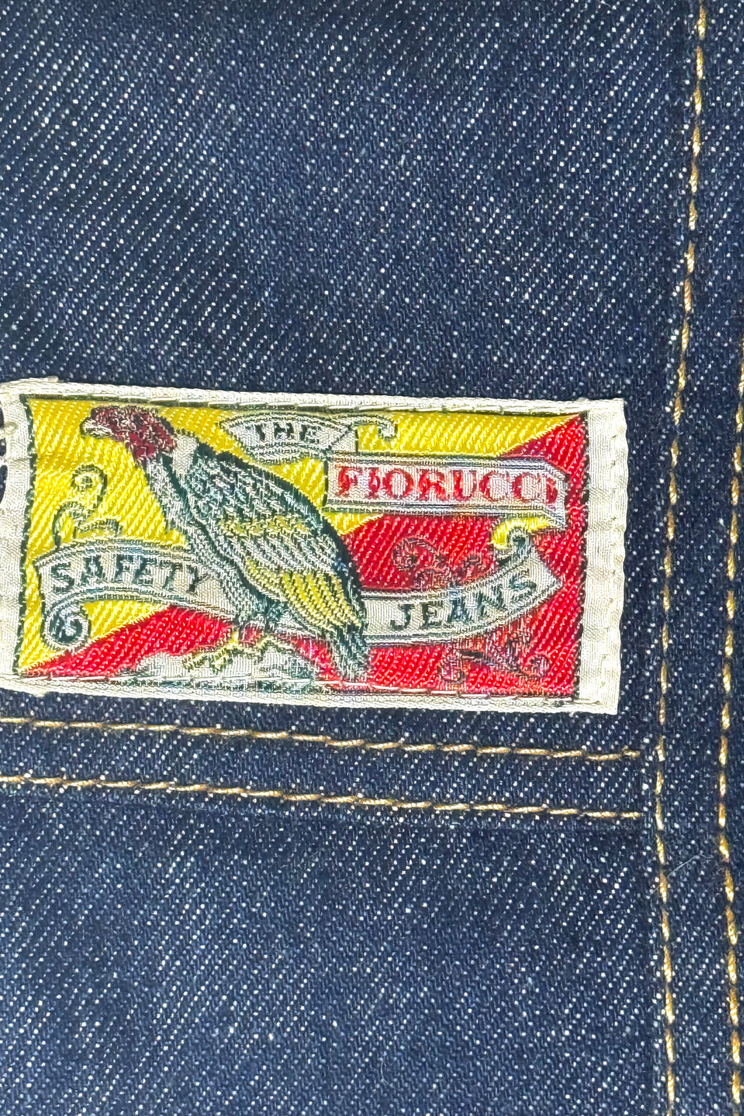 1970’S FIORUCCI SAFETY JEANS MADE IN ITALY DARK WASH DENIM &amp; NATURAL LEATHER DETAIL LACE-UP HALTER DRESS IT 40 / WOMEN’S X-SMALL