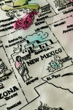 Load image into Gallery viewer, 1960’S WESTERN RODEO MAP MADE IN USA PRINTED BANDANA HANDKERCHIEF
