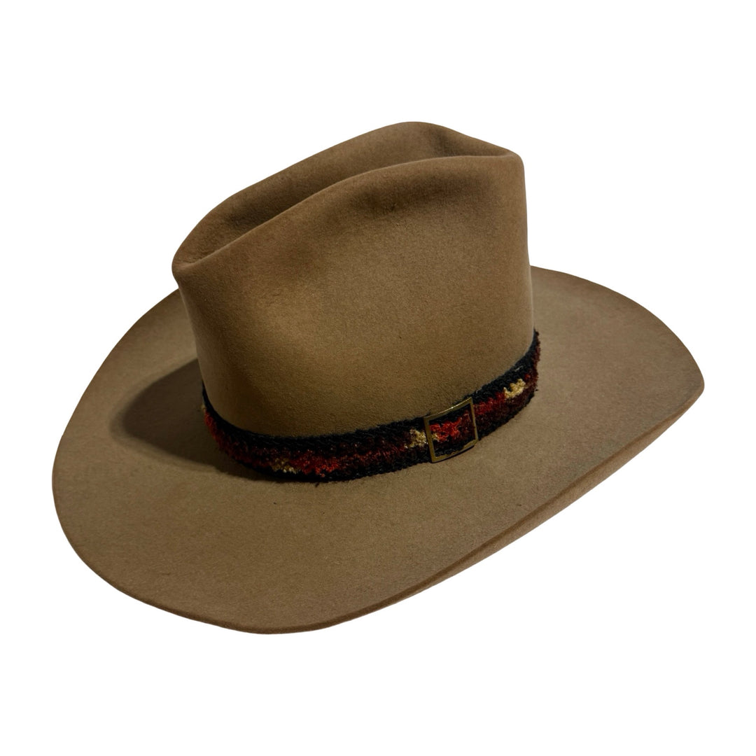 1970’S STETSON MADE IN USA BEAVER FUR WOOL FELT KNIT BAND BROWN COWBOY HAT 7 1/4