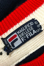 Load image into Gallery viewer, 1970’S FILA MADE IN ITALY CROPPED KNIT WOOL CONTRAST TENNIS SWEATER SMALL
