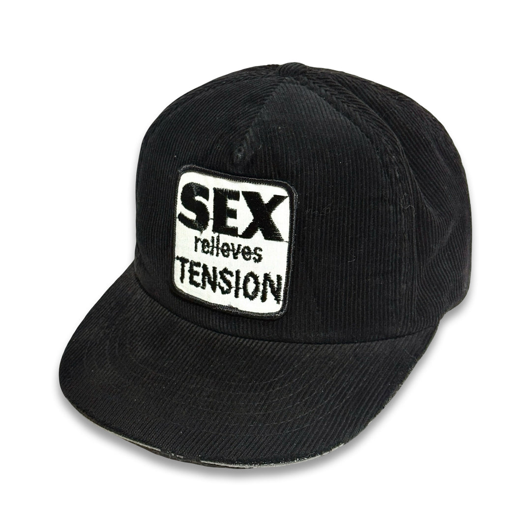 1970’S TENSION FADED & TRASHED BLACK CORDUROY TRUCKER HAT