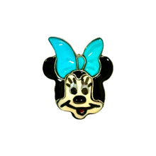 Load image into Gallery viewer, 1970’S ZUNI TOONS TURQUOISE ONYX INLAY STERLING SILVER MINNIE MOUSE PIN NECKLACE PENDANT
