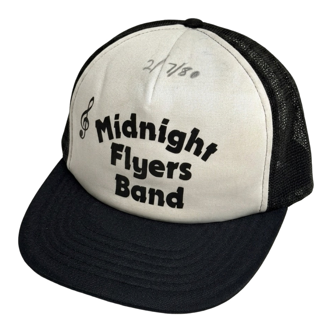 1980’S MIDNIGHT FLYERS BAND WHITE FOAM & MESH TRUCKER HAT