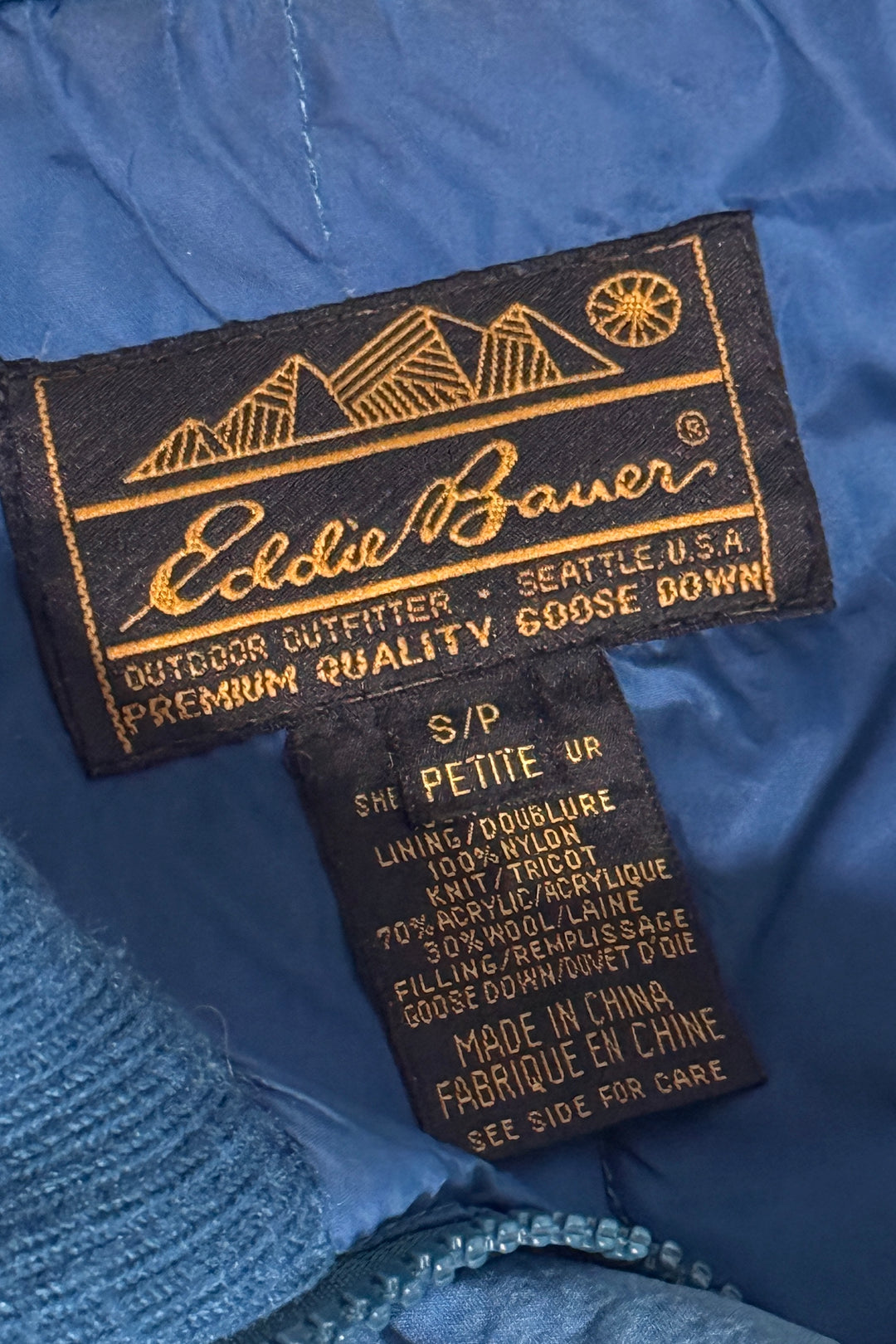 1990’S EDDIE BAUER QUILTED GOOSE DOWN HOODED PARKA JACKET SMALL